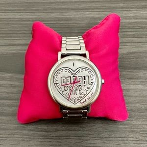 Coach Poppy Silver Link Watch